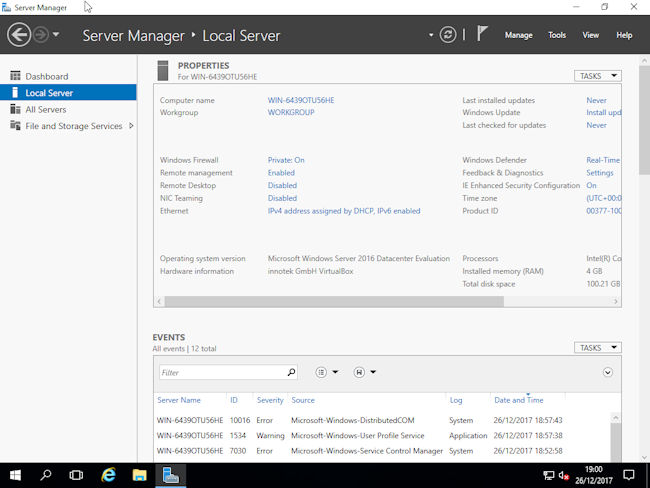 Local server settings